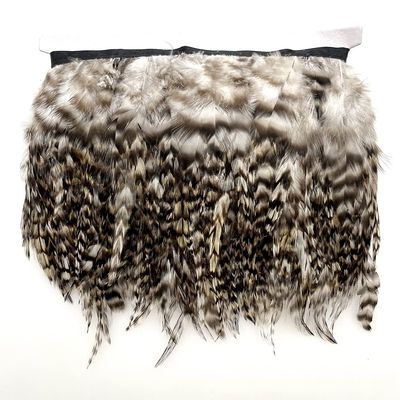 Shekyeon 2yards Rooster Hackle Feather Trim Fringe for DIY Clothing Craft Dress Decoration(Natural 2)