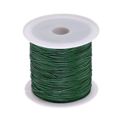 HARFINGTON 1 Roll Nylon Beading Thread Knotting Cord 0.6mm 50 Yards Braided Nylon Crafting Satin String for Bracelet Necklace Kumihimo, Dark Green