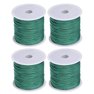 HARFINGTON 4 Rolls Nylon Beading Thread Knotting Cord 0.8mm 50 Yards Braided Nylon Crafting Satin String for Bracelet Necklace Kumihimo, Moon Green
