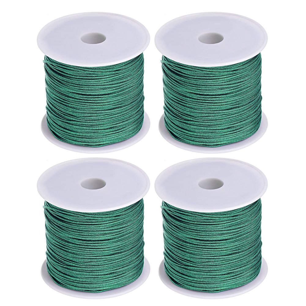 HARFINGTON 4 Rolls Nylon Beading Thread Knotting Cord 0.8mm 50 Yards Braided Nylon Crafting Satin String for Bracelet Necklace Kumihimo, Moon Green