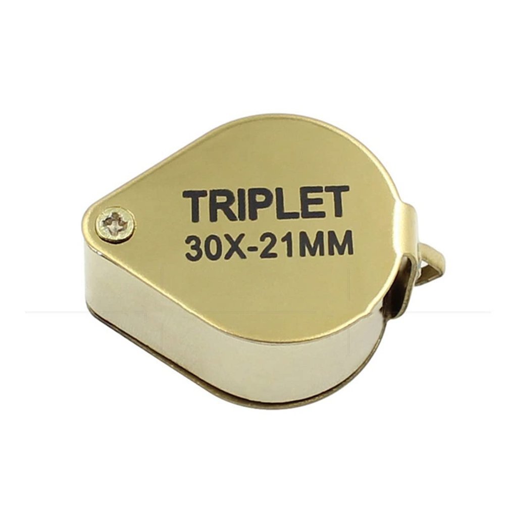 Microscope Kit 30X Folding Pocket Jeweler Magnifier Golden Color Foldable Magnifying Glass Portable Jewelry Loupe Microscope Lens Adapters (Magnification : 30X)
