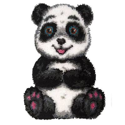GemJelry DIY Latch Hook Kits for Adults Kids Panda Latch Hook Rug Cover Kits Hand Craft Embroidery Crochet Rugs with Preprinted Canvas Crochet Yarn Kits for Home Decoration 20''X14''