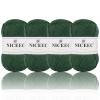 NICEEC 4 Skeins Soft Baby Cotton Yarn, 4 Ply, DIY Craft, Fingering Weight, Blanket Yarn for Crochet & Knitting, Total 700yds/7.05oz - Green view 1