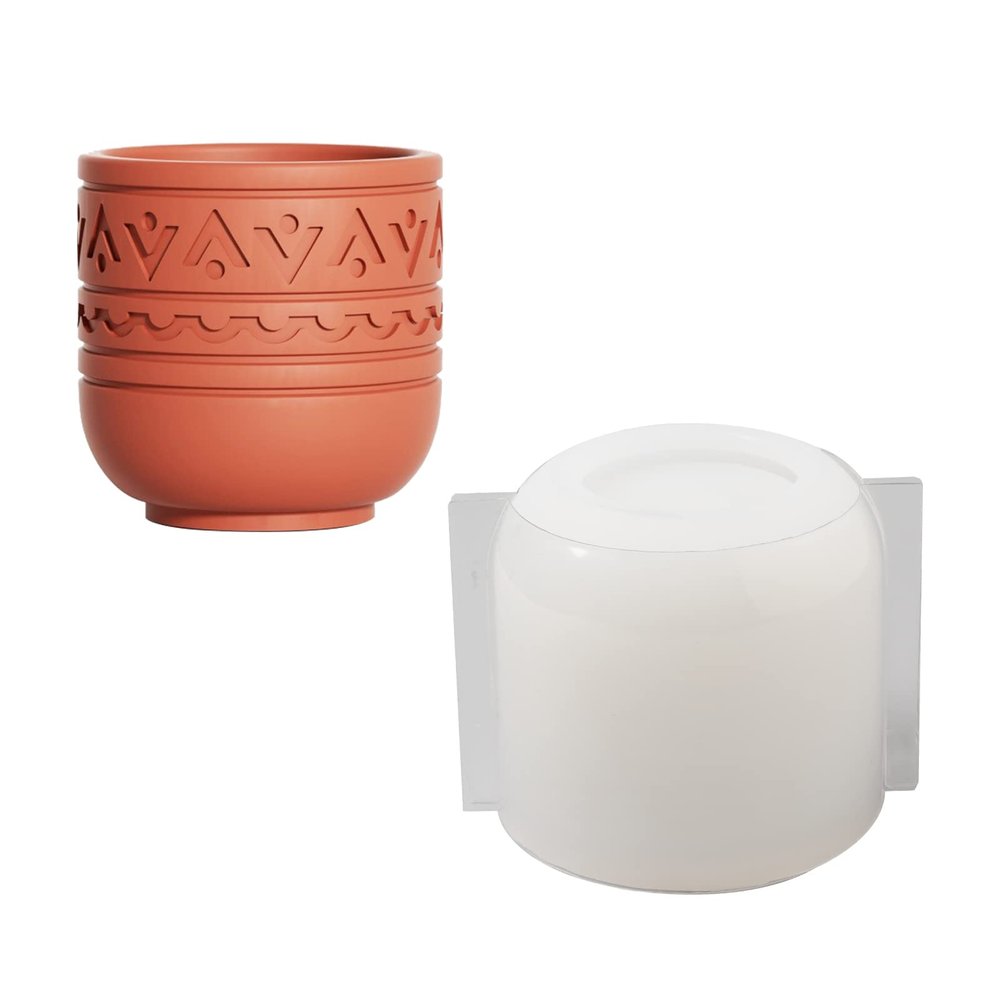 BOOWAN NICOLE Totem Concrete Candle Jar Silicone Molds Handmade Cement Candle Vessel Mould Storage Succulent Pot Making Tools (US-SH0931-1)