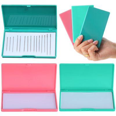 Ciieeo 3Pcs Magnetic Needle Case for Sewing, Magnetic Needle Holder Storage Organizer Slim Portable Needle Box for Hand Stitching, Wallet Size Pin Keeper Embroidery Pins Holder