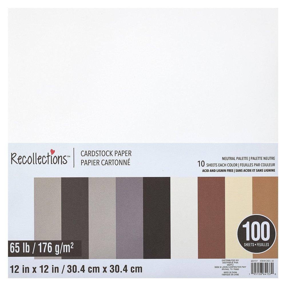 Recollections 900 Sheets Neutral Palette 12" x 12" Cardstock Paper - Acid and Lignin Free Paper for Scrapbooks, Arts & Crafts - Bulk Pack