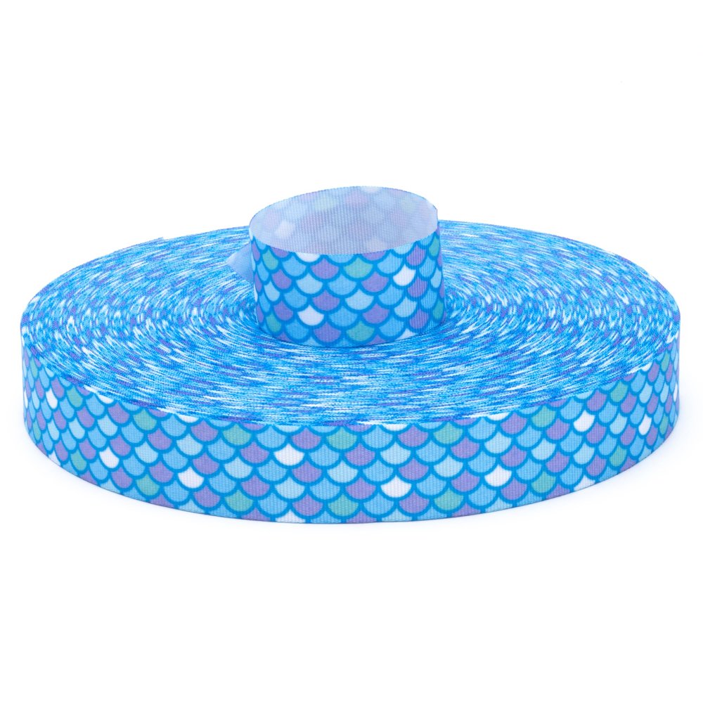 Country Brook Design - Mermaid Scales Grosgrain Ribbon (7/8 Inch, 10 Yards)