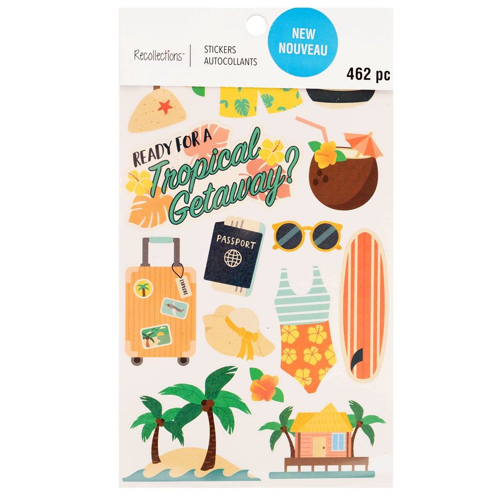 Recollections Tropical Vacation Stickers, 12 Pack