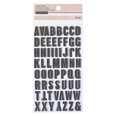 Recollections Black Block Alphabet Stickers with Gray Shadow, 12 Packs: 120 ct. (1440 Total)