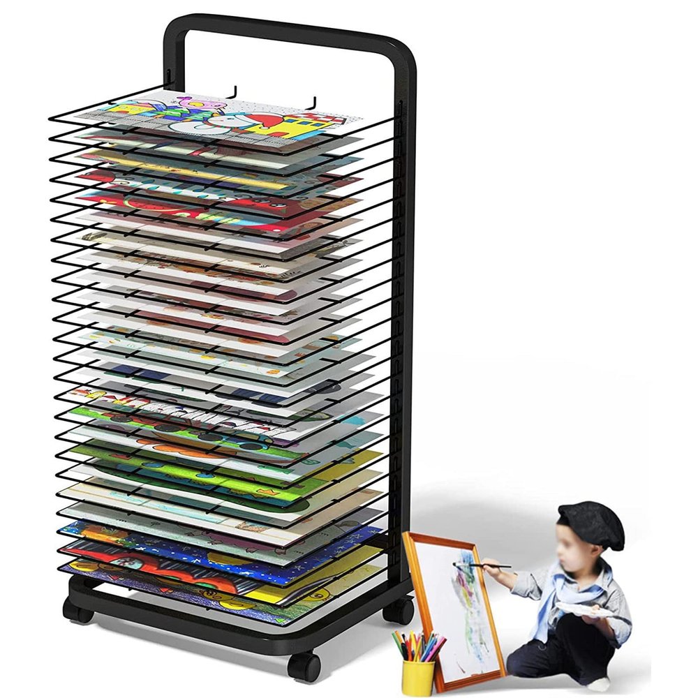 HONGKEFIT Art Drying Rack for Classroom Paint Drying Rack Art Metal Artwork Storage Display Rack Art Drying Rack with Wheels for Classroom Painting Crafts, Ideal for Schools and Art Clubs