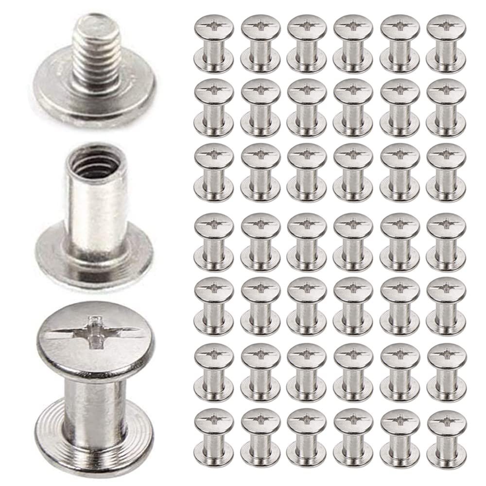 45 Sets Chicago Screws 304 Stainless Steel Screw Post Binding Leather Screw for DIY Leather Bookbinding Bag Decoration (5x12mm)