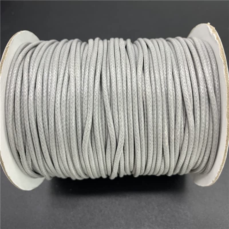 HZLXF1 0.5mm 0.8mm 1mm 1.5mm 2mm Silver Grey Waxed Cotton Cord Rope Waxed Thread Cord String Strap Necklace Rope Suitable for Jewelry Making (Size : 0.5mm)