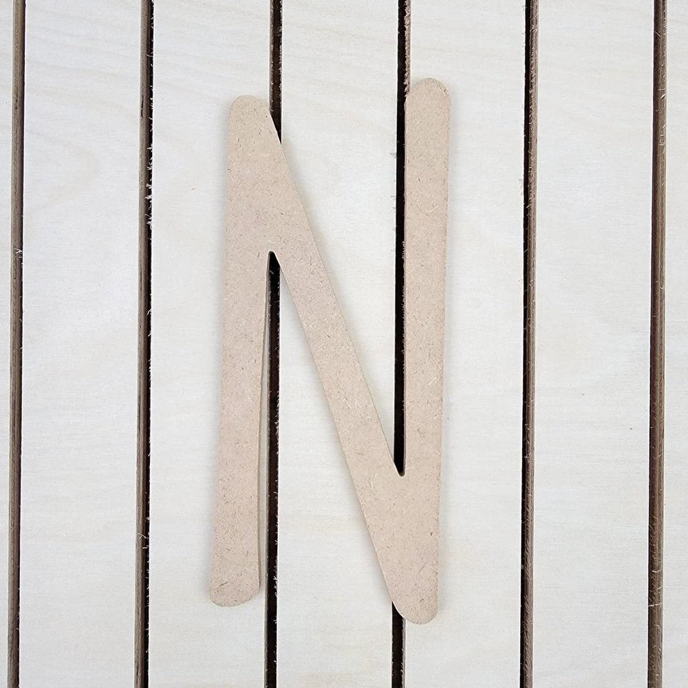 22" Wooden Thin Letter N Unfinished, Skinny Lemon Font, Craft Cutout on 1-4" MDF