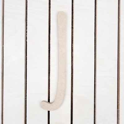 20" Wooden Thin Letter J Unfinished, Skinny Lemon Font, Craft Cutout on 1-4" MDF