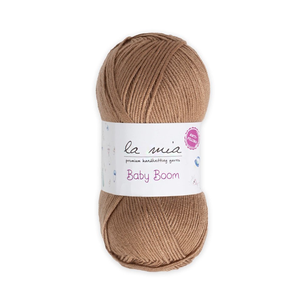 1 Skein La Mia Baby Boom, 100% Antipilling Acrylic Yarn for Knitting and Crochet for Knitting and Crochet, 100 g (3.5 oz) / 250 m (273 Yards), Weight 3 : Light-Dk, Brown - 1886