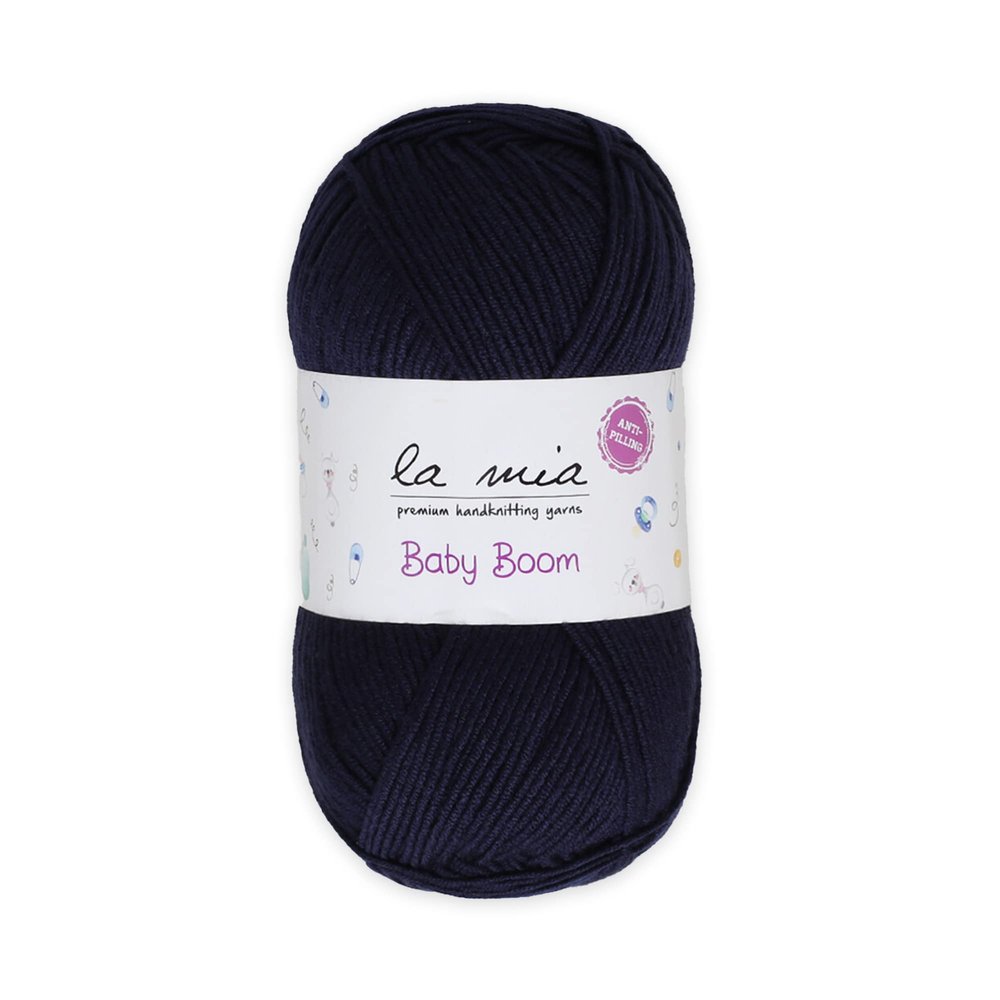1 Skein La Mia Baby Boom, 100% Antipilling Acrylic Yarn for Knitting and Crochet for Knitting and Crochet, 100 g (3.5 oz) / 250 m (273 Yards), Weight 3 : Light-Dk, Navy Blue - 630