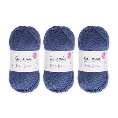 3 Skein La Mia Baby Boom, 100% Antipilling Acrylic Yarn for Knitting and Crochet, Each 100 g (3.5 oz) / 250 m (273 Yards), Weight 3 : Light-Dk, Aviator Blue - 1533