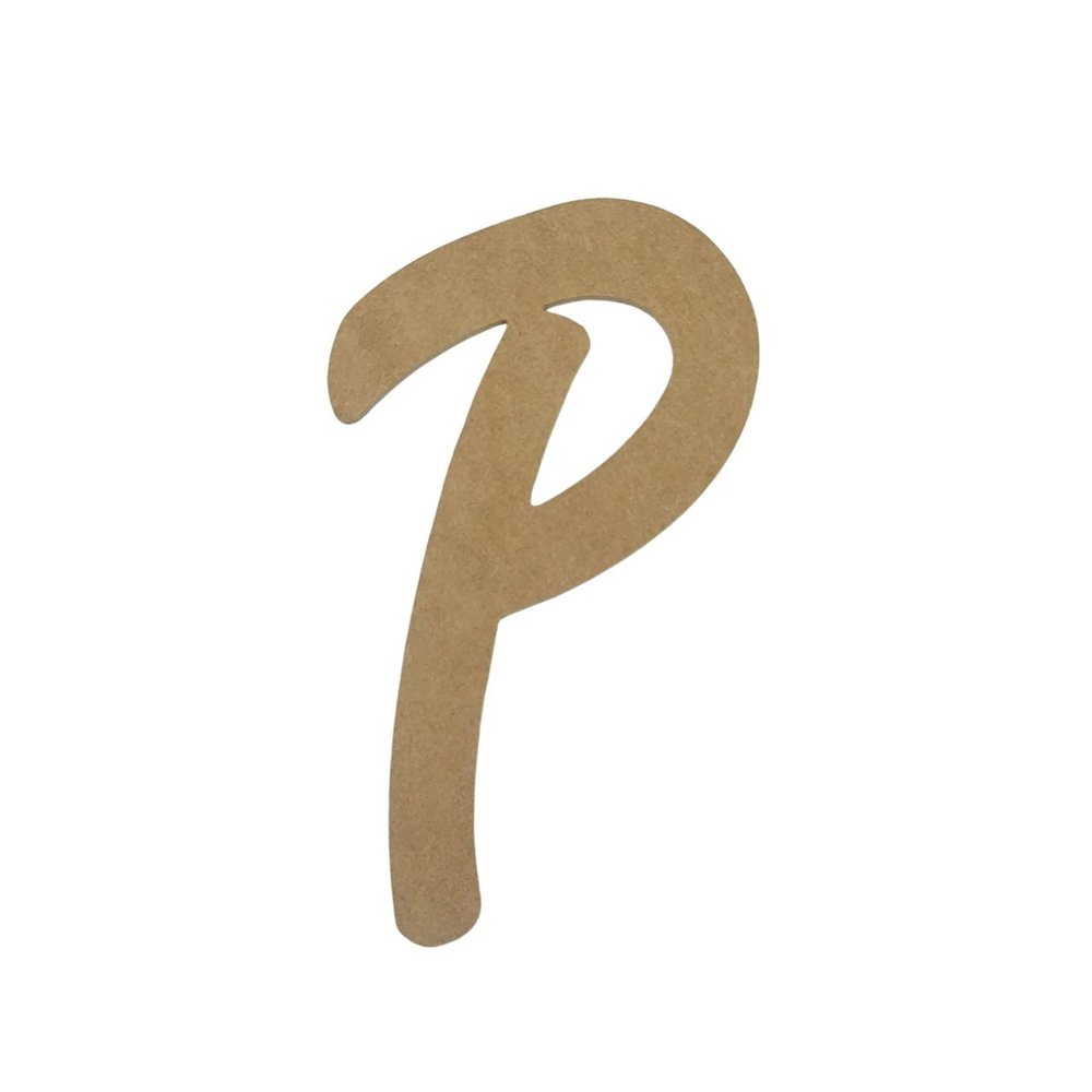 15" Wooden Novelty Letter P Unfinished, Marvelous Script Font, Craft Cutout on 1-8" MDF