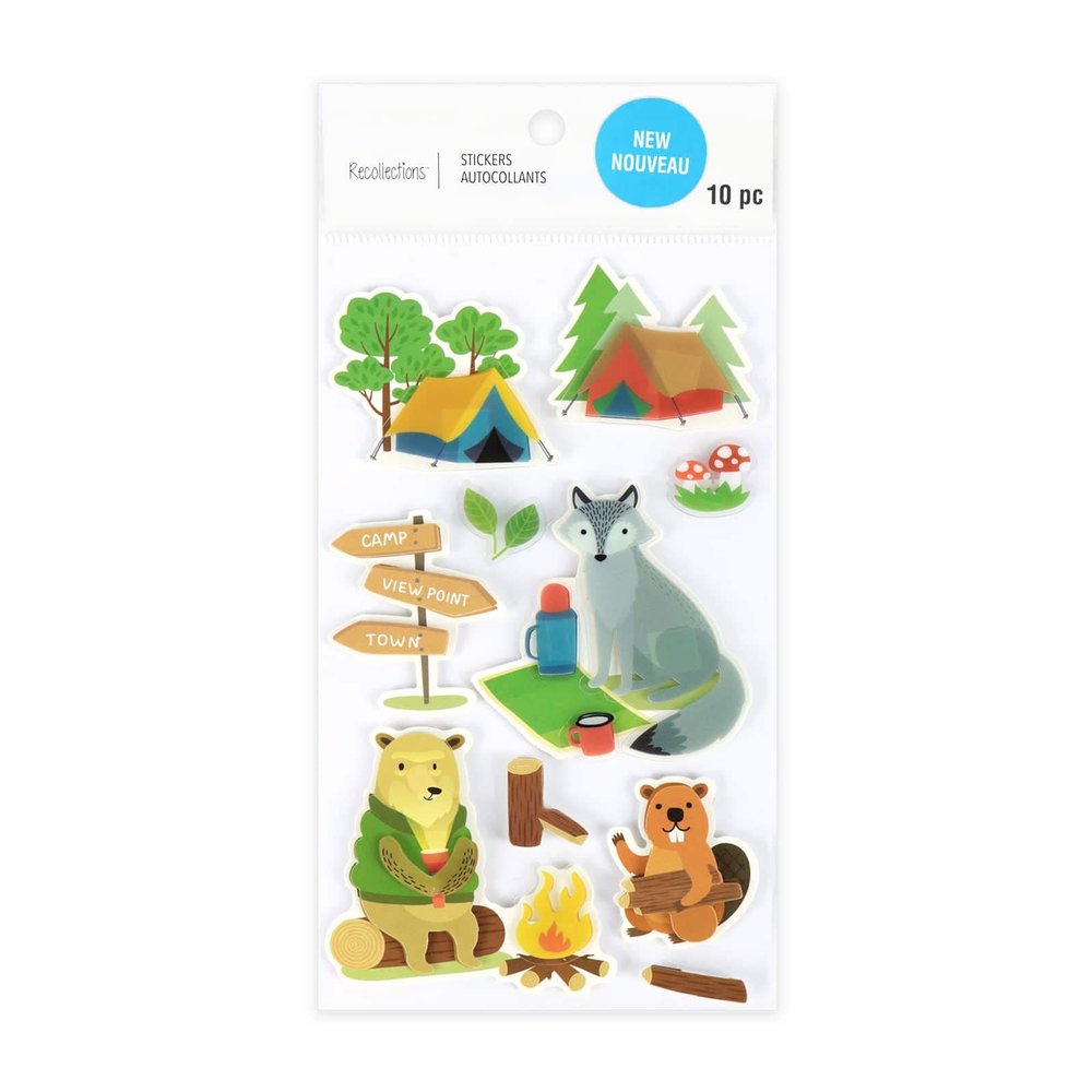 Recollections Animal Camper Stickers, 12 Pack