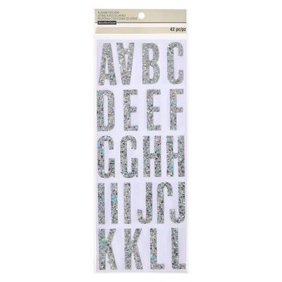 Recollections Iridescent Chunky Glitter Alphabet Stickers, 12 Packs: 42 ct. (504 Total)