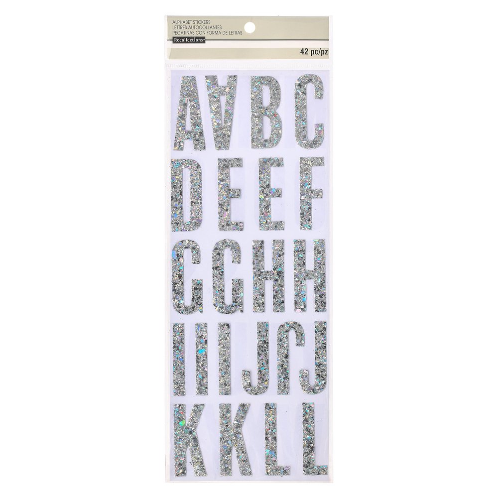 Recollections Iridescent Chunky Glitter Alphabet Stickers, 12 Packs: 42 ct. (504 Total)