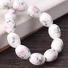10pcs 8x10mm Oval Floral Pattern Ceramic Porcelain Loose Beads for Jewelry Making DIY Crafts,Decoration (13-Pink Purple) view 1