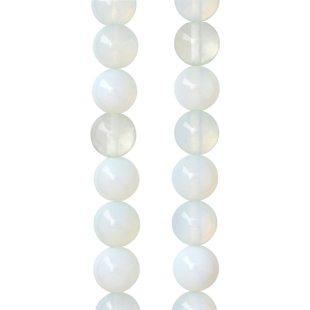 Bead Landing Opal Moonstone Glass Round Beads, 10mm, 12 Pack