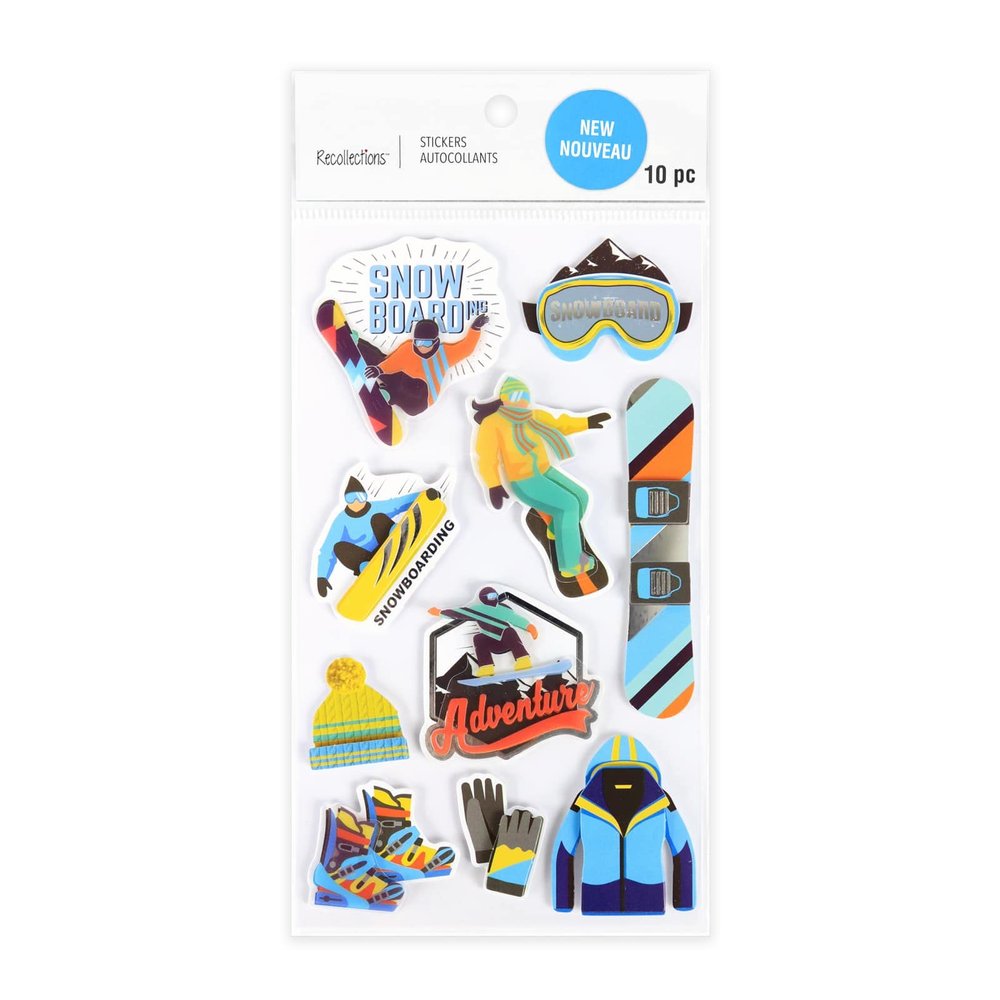 Recollections Snowboard Stickers, 12 Pack