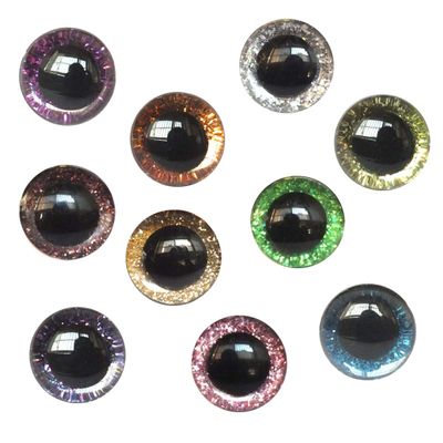 Queenbox 20PCS Plastic 16mm Glitter Washers Safety Eyes, Round Colorful Fake Eyeballs for DIY Art Crafts Plush Animal Puppet Making Props