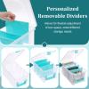 BTSKY Clear Plastic Dividing Storage Box with 4 Deep Compartments Adjustable Storage Bin with Lid Portable Craft Storage Container Multipurpose Sewing Box Art Supply Organizer, 13.9x7.9x6.2 Inches view 4