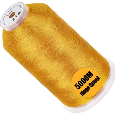 New brothread - Single Huge Spool 5000M Each Polyester Embroidery Machine Thread 40WT for Commercial and Domestic Machines - Deep Gold