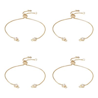 Pandahall 10pcs Adjustable Slider Brass Box Chain Rhinestone Bracelets 18K Real Gold Plated Bracelets with Star Rhinestone for Men Women DIY Bracelets Making