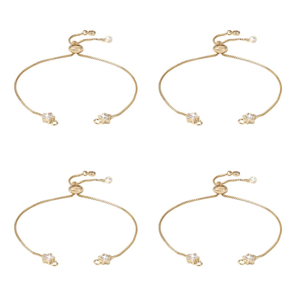 Pandahall 10pcs Adjustable Slider Brass Box Chain Rhinestone Bracelets 18K Real Gold Plated Bracelets with Star Rhinestone for Men Women DIY Bracelets Making