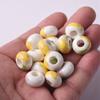 10pcs 15x9mm Round Flower Patterns Ceramic Porcelain Big Hole Loose Beads for Jewelry European Charms Bracelet Making DIY,Decoration (9# Style) view 2