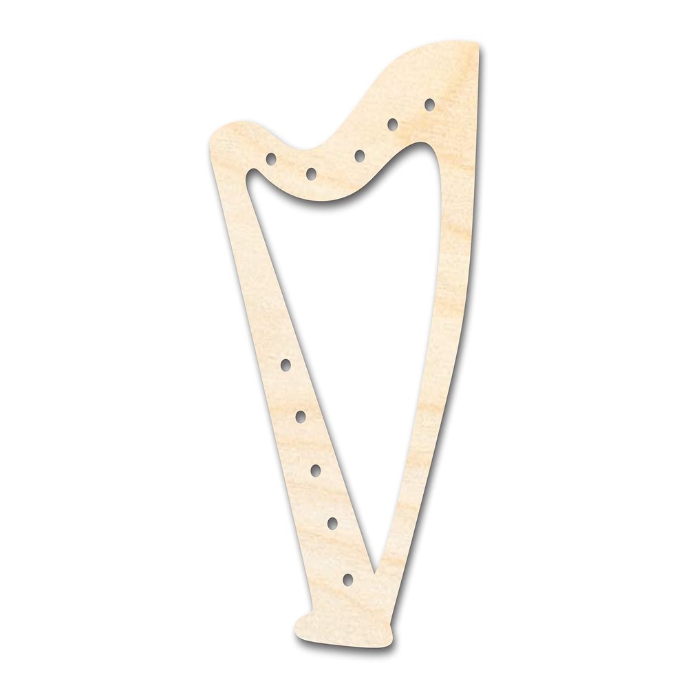 Unfinished Wood Harp with Holes Shape Craft up to 46" 10" / 1/4"