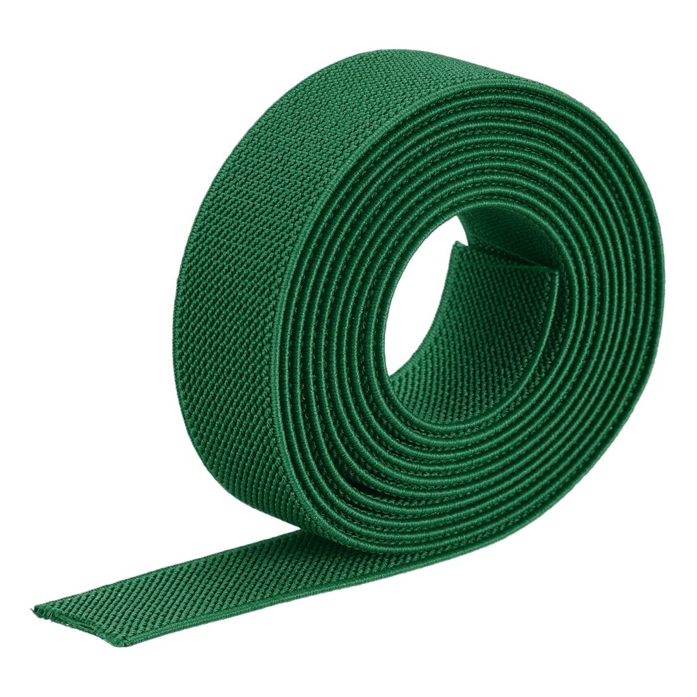 MECCANIXITY Twill Wide Elastic Band Double-Side 1 inch Flat 2 Yard Woven Elastic Band Knit Elastic Spool Heavy Stretch Strap Lawn Green for Sewing, Waistband