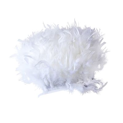 homeemoh Natural Turkey Feathers Trim for Costume Sewing Crafts Feather Fringe Trim 4-6 Inch in Width Pack of 1 Yard,White