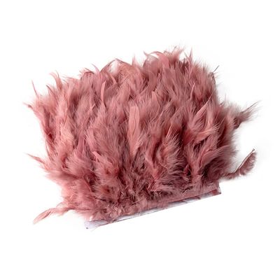homeemoh Natural Turkey Feathers Trim for Costume Sewing Crafts Feather Fringe Trim 4-6 Inch in Width Pack of 1 Yard,Rubber Red