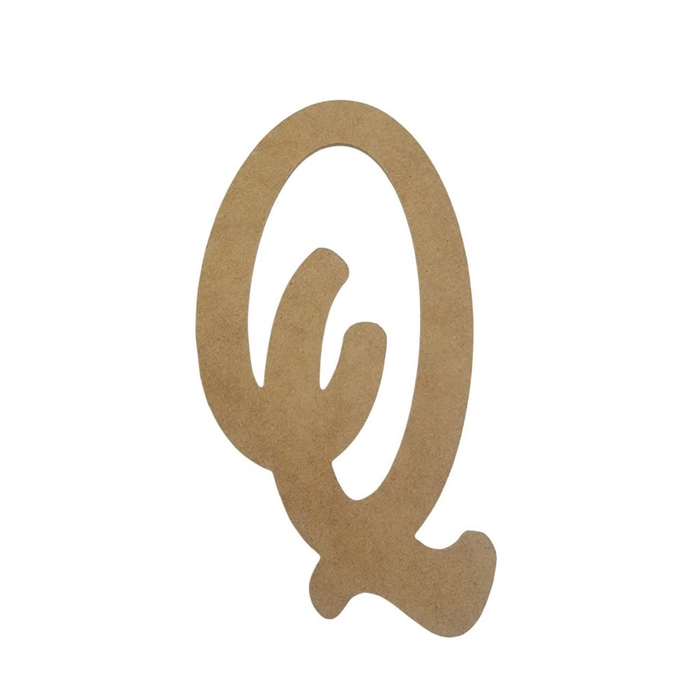 14" Wooden Novelty Letter Q Unfinished, Marvelous Script Font, Craft Cutout on 1-8" MDF