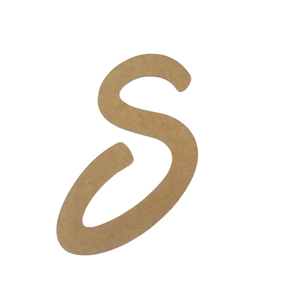 22" Wooden Novelty Letter S Unfinished, Marvelous Script Font, Craft Cutout on 1-4" MDF