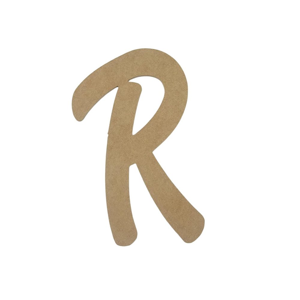 13" Wooden Novelty Letter R Unfinished, Marvelous Script Font, Craft Cutout on 1-4" MDF