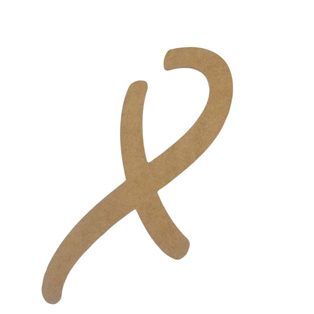 16" Wooden Novelty Letter X Unfinished, Marvelous Script Font, Craft Cutout on 1-4" MDF