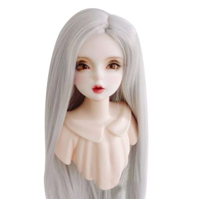 Pssopp Doll Wig, Soft and Comfortable High Temperature Silk Naturally Doll Hair Toy Head Wig Hair for Kids Adult (Silver Gray)
