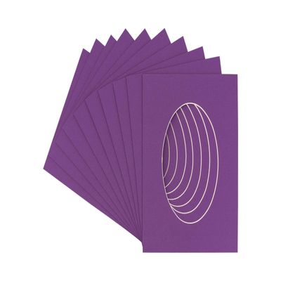 8x10 Mat Bevel Cut for 5x6 Photos - Precut Dark Purple Oval Shaped Photo Mat Board Opening - Acid Free Matte to Protect Your Pictures - Bevel Cut for Family Photos, Pack of 10 Matboards