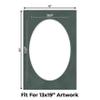 16x24 Mat Bevel Cut for 13x19 Photos - Precut Dark Grey Suede Oval Shaped Photo Mat Board Opening - Acid Free Matte to Protect Your Pictures - Bevel Cut for Family Photos, Pack of 1 Matboard view 2
