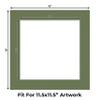 16x16 Mat Bevel Cut for 12x12 Photos - Precut Dill Green Square Shaped Photo Mat Board Opening - Acid Free Matte to Protect Your Pictures - Bevel Cut for Family Photos, Pack of 1 Matboard view 2