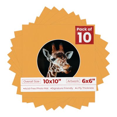 Poster Palooza 10x10 Photo Mat Board for 6x6 Photos Precut Circle Shape Opening Acid Free Bevel Cut Picture Frame Mat, Steel Blue, Mat Board for Framing Photos & Artwork, 10-Pack Matboards