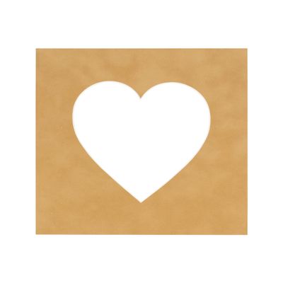 6x6 Mat Bevel Cut for 3x3 Photos - Precut Beige Suede Heart Shaped Photo Mat Board Opening - Acid Free Matte to Protect Your Pictures - Bevel Cut for Family Photos, Pack of 1 Matboard