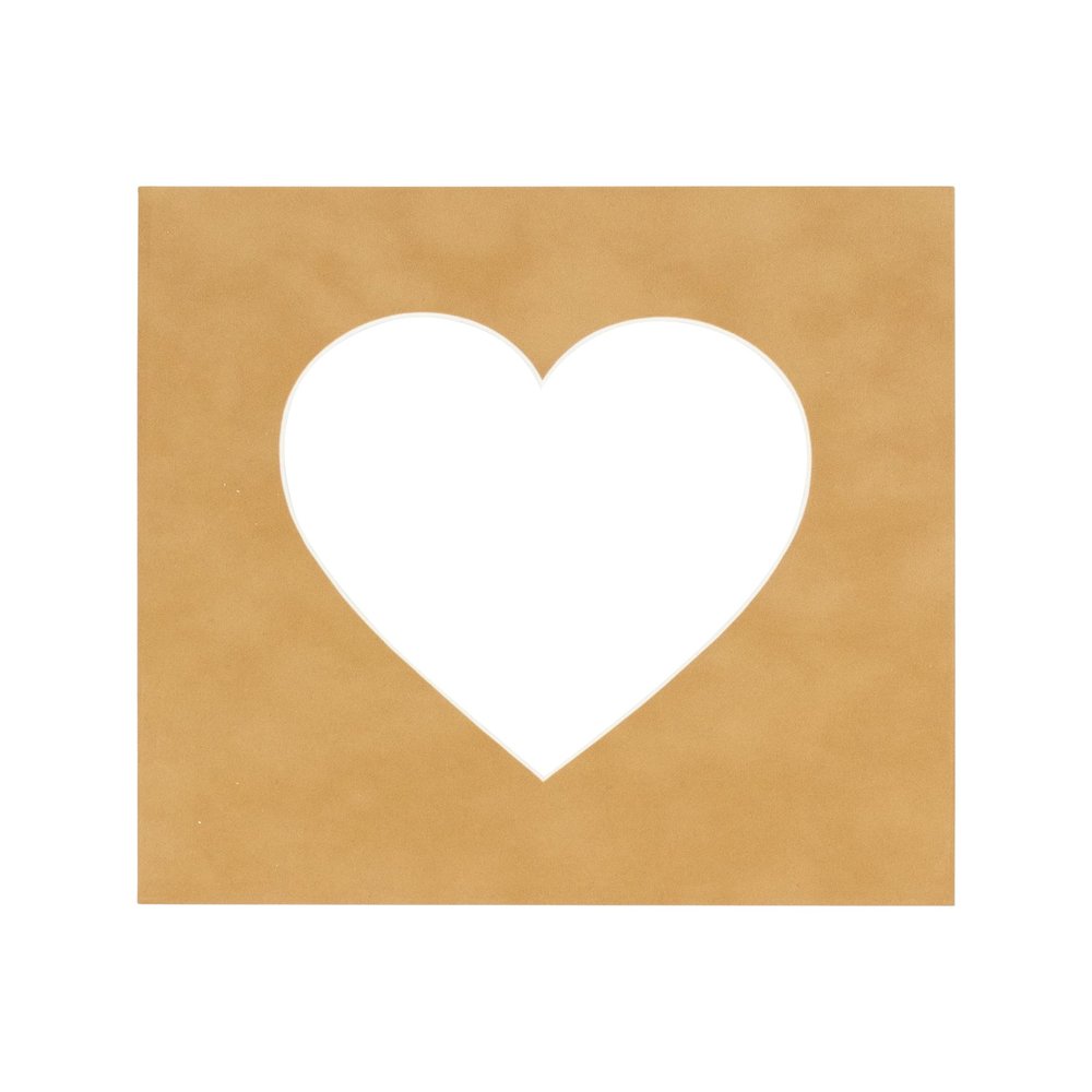 6x6 Mat Bevel Cut for 3x3 Photos - Precut Beige Suede Heart Shaped Photo Mat Board Opening - Acid Free Matte to Protect Your Pictures - Bevel Cut for Family Photos, Pack of 1 Matboard