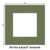10x10 Mat Bevel Cut for 6x6 Photos - Precut Dill Green Square Shaped Photo Mat Board Opening - Acid Free Matte to Protect Your Pictures - Bevel Cut for Family Photos, Pack of 1 Matboard view 2